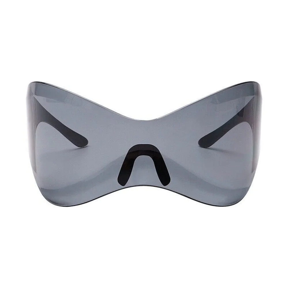 Futuristic Shield Sunglasses Oversized Wrap Luxury Dark Black Lens Hip Hop Gafas